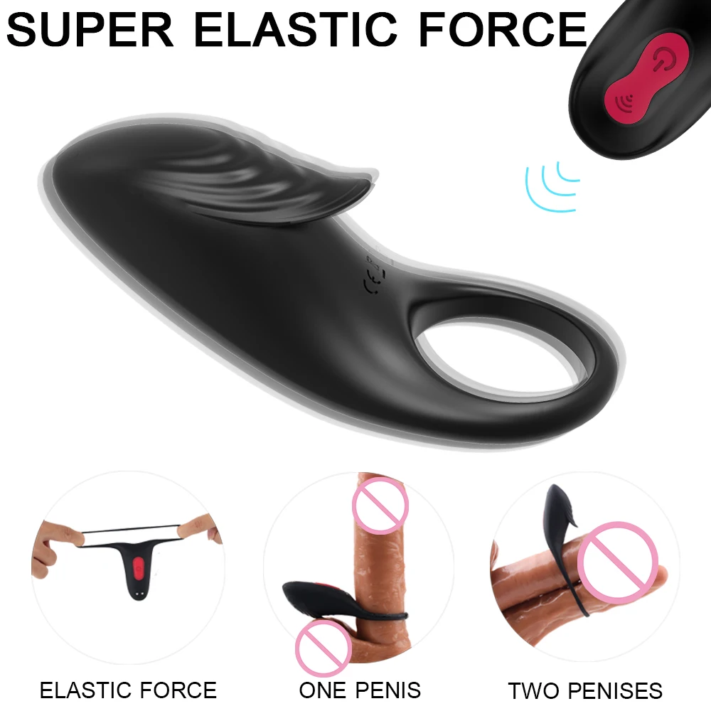 S-HANDE Silicone Clitoris Stimulate Penis Sleeve Tongue Vibrating Big Cock Ring Sex Toy For Man Couple
