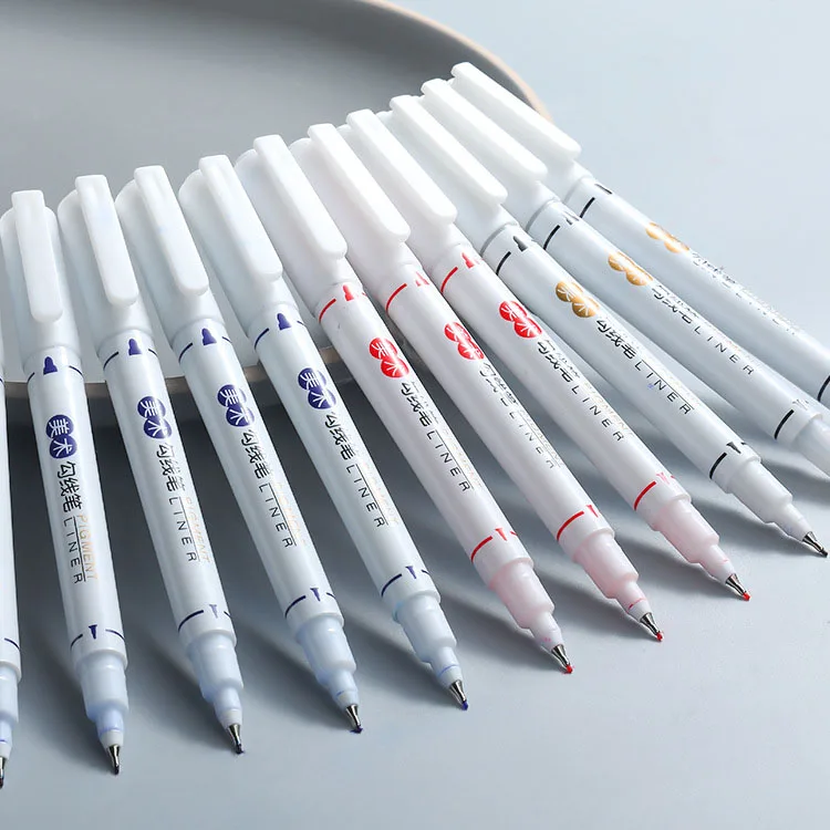 wholesale fine marking pen double head permanent marker paint line pens for drawing