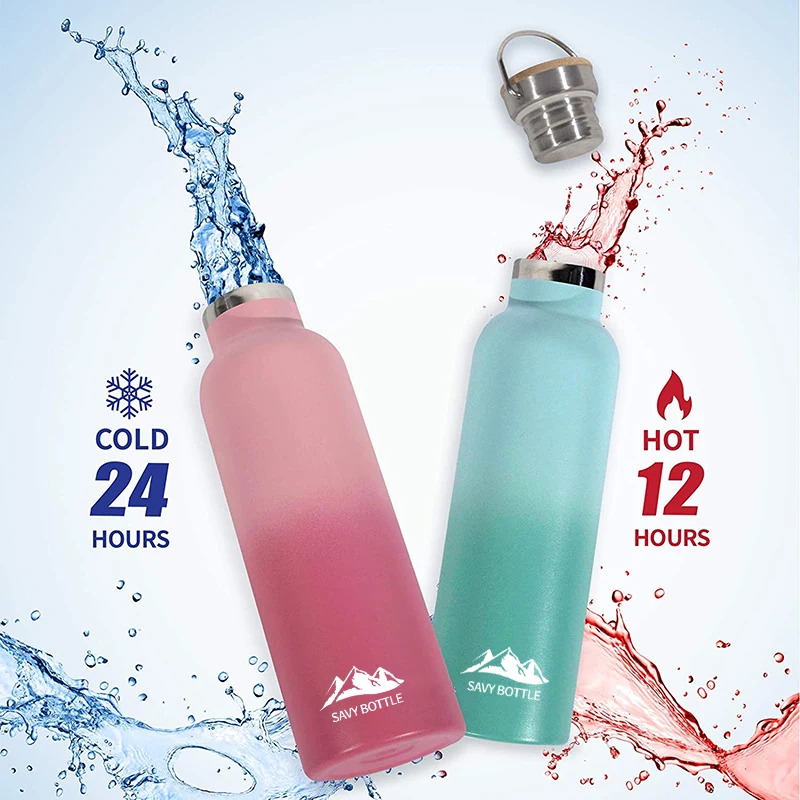 Бутылка для воды без бисфенола А, Экологичная велосипедная бутылка для воды с логотипом на заказ, спортивные бутылки для воды из нержавеющей стали с широким горлом и двойными стенками