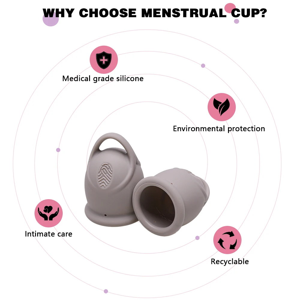 Medical Grade Silicone Reusable women Period Cup Foldable Sterilizer Cup Ladies organic soft Menstrual Cup