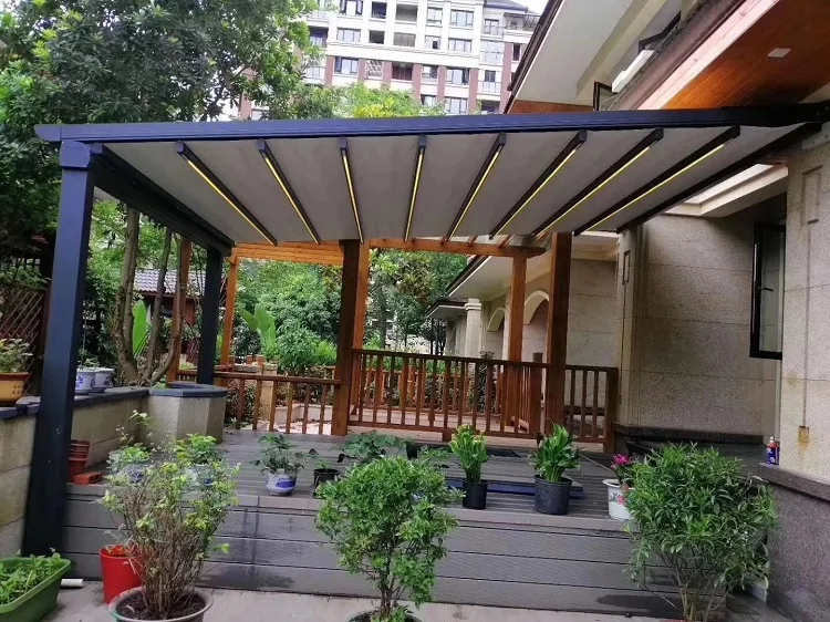 Outdoor Aluminum Folding Roof Motorized Pergola System Retractable Patio Awning high quality outdoor pergola
