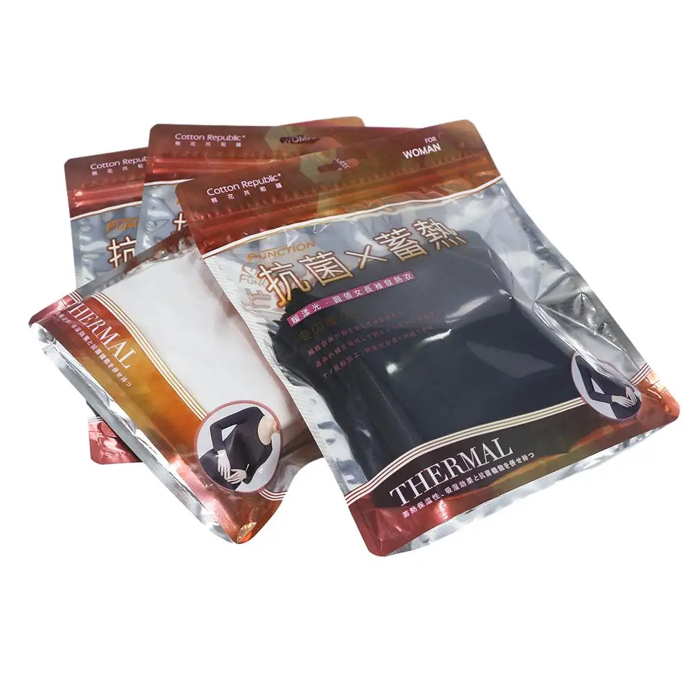 VMPET Custom Printed Plastic Poly Ziplock Bags for Clothing Packaging of T-Shirts Underwear Socks with Handle Packaging