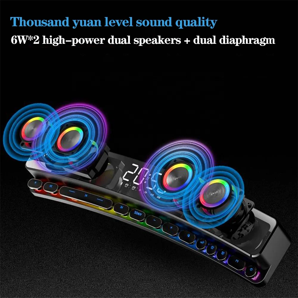RGB Surround Soundbar blue tooth 5.0 Home Speaker Wired Computer Speakers Stereo Subwoofer Sound Bar For PC Laptop Theater TV