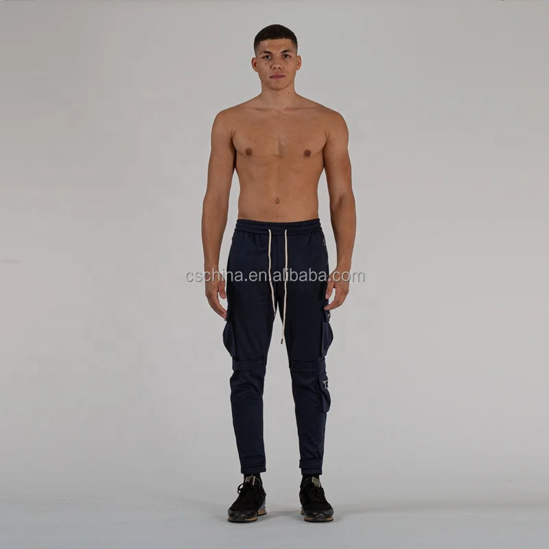 Casual Jogging Satin Track Sport Pants Male Cargo Long Pant Men Cargo Pants With Side Pockets