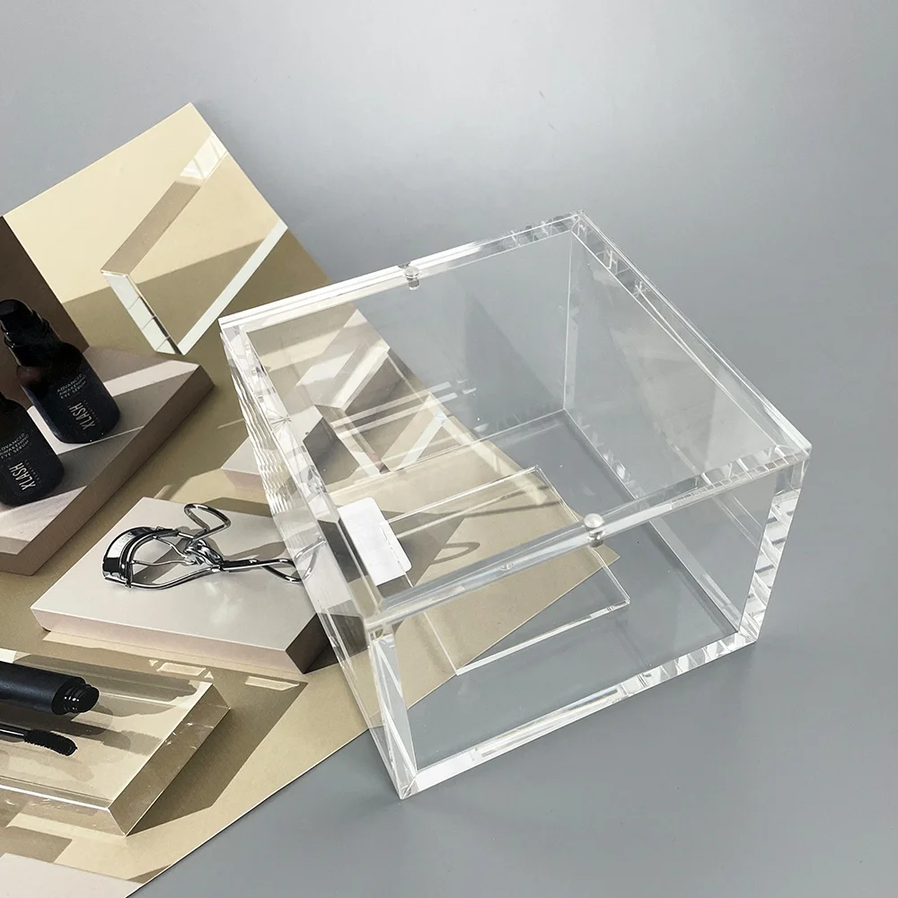 Factory Custom Luxury Acrylic Keepsakes Earrings Pen Display Extension Case With Lid Small Square Acrylic Dust Storage Box