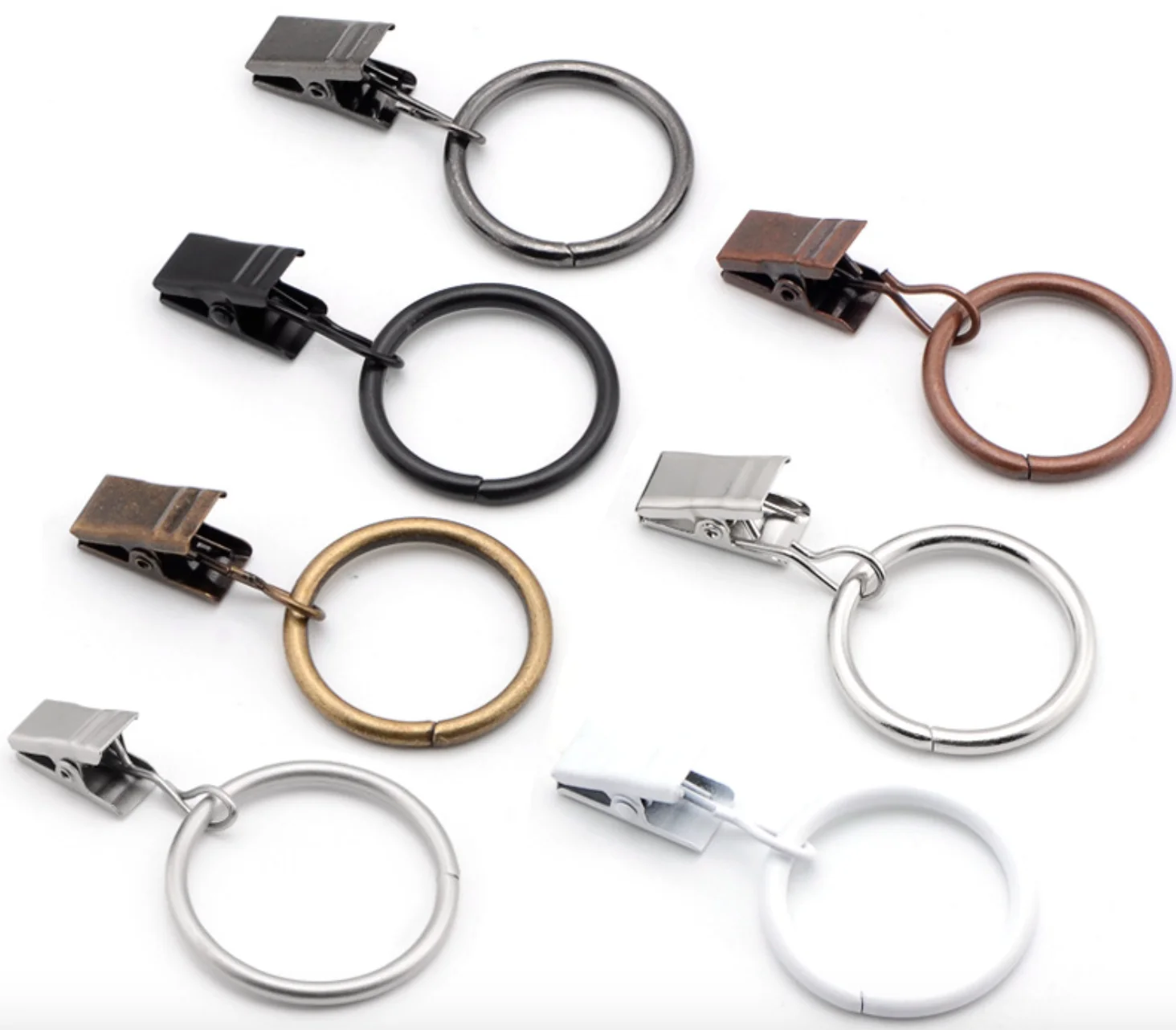 Curtain Clips Rustproof Drapery Rod Rings Anti-rust Strong Color Optional Hooks Metal Clip Curtain ring