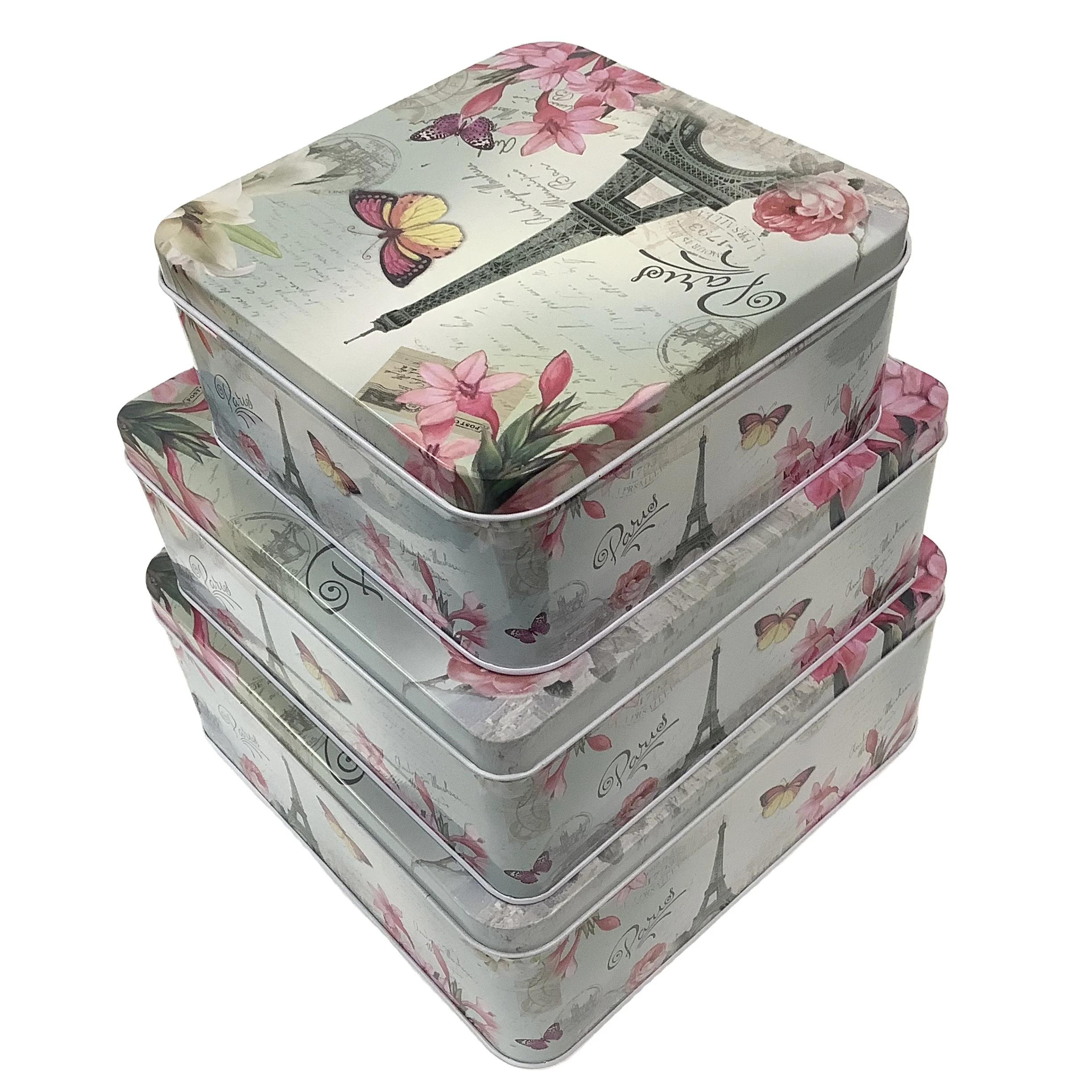 fancy square luxury chocolate cake packaging gift metal tin box