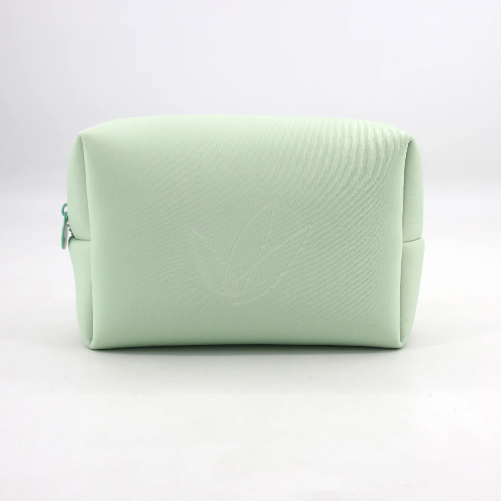 Custom Sport Neoprene Toiletry Bag Logo Embossed Cosmetic Zipper Pouch Neoprene Makeup Bag
