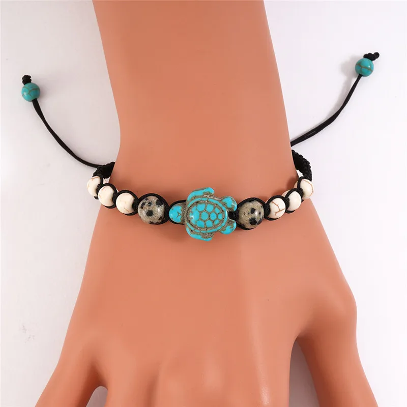 2022 New Turquoise Stone Hawaiian Hemp Bracelet Summer Style Sea Turtle Bracelet