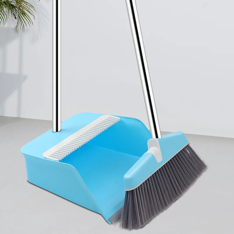 CXT455 Household Cleaning Broom Toilet Non-stick Soft Plastic Broom Soft Wool Broom Dustpan Clean Set