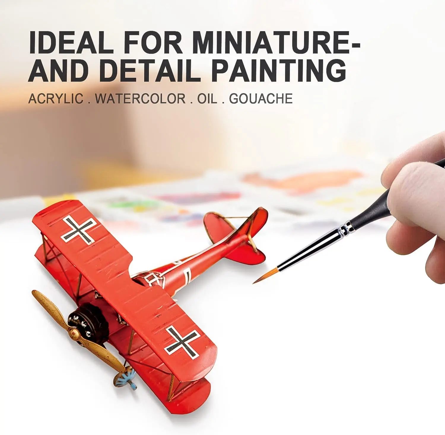 15PC Synthetic Miniature Brushes Micro Detail Paint Brush Set For Acrylics Oils  Watercolors And Paint By Number