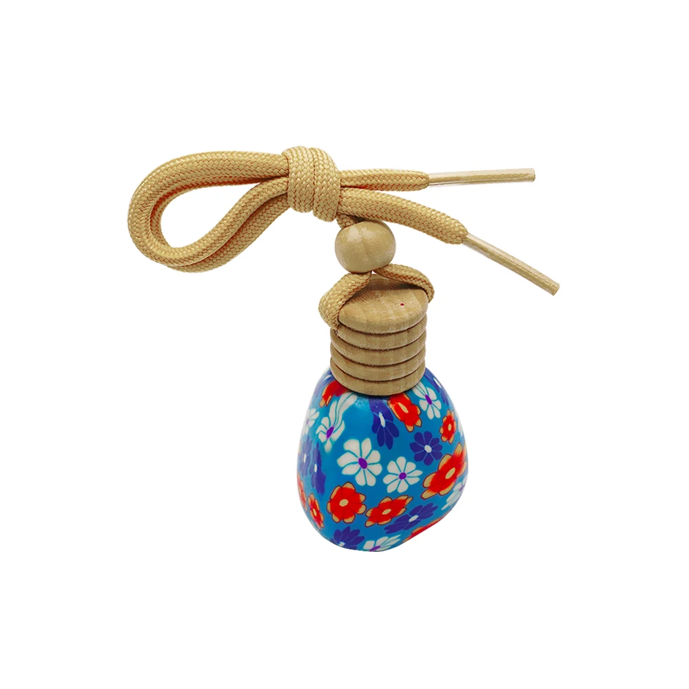 In Stock Colorful Flower Blue Soft Clay Perfume Bottle Hanging Car Perfume Bottle