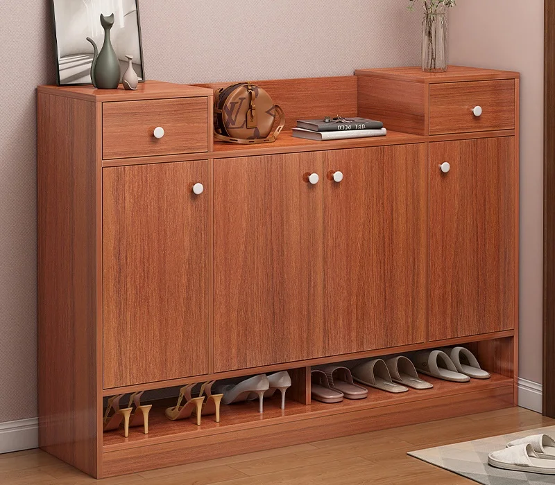 Household Shoe Cabinet Simple Door Entry Shoes Closet Artifact Small Household Type Nordic Shelving Oak Color Shoe Rack Cabinet