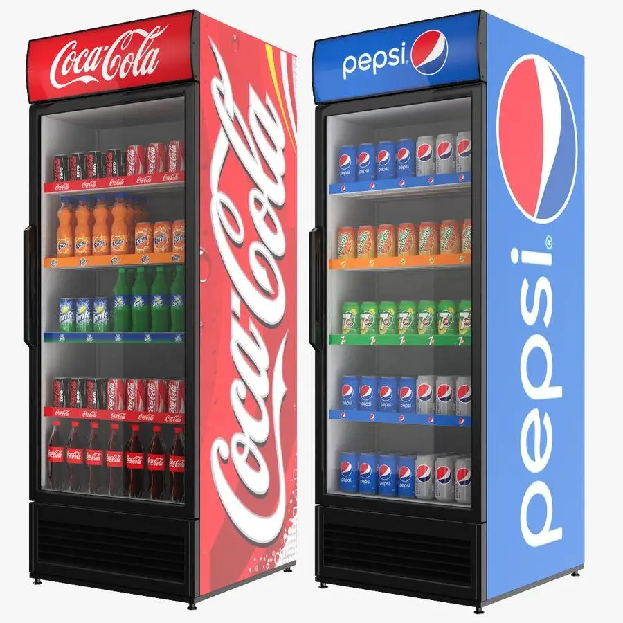 Низкая цена холодильник для напитков Pepsi со стеклянной дверцей демонстрации и рекламной вертикальной морозильной камеры