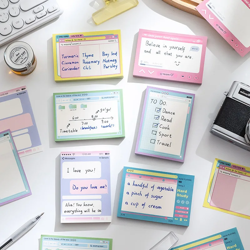 Wholesale 80pcs/Sheet Multi Color Sticky Notes Easy To Post Self-stick Note Pad School Supplies Mini Memo Pads In Stock