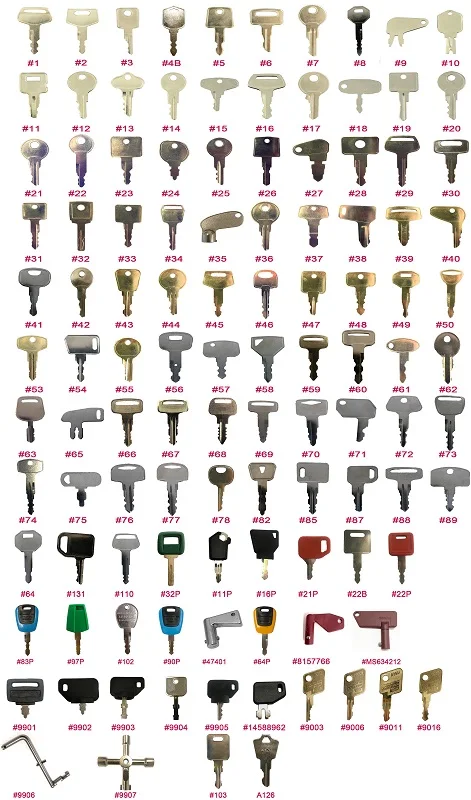 Construction Master Key Set, Digger Excavator Ignition key for Dumper Bomag JCB CAT Terex