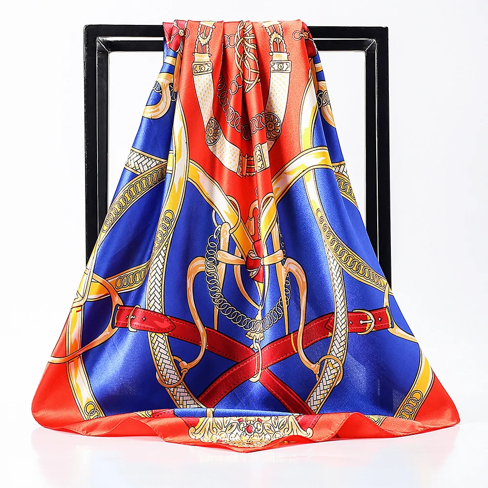 40 Styles Fashion Customized Screen Digital Print 90*90cm Women Square Silk Scarf