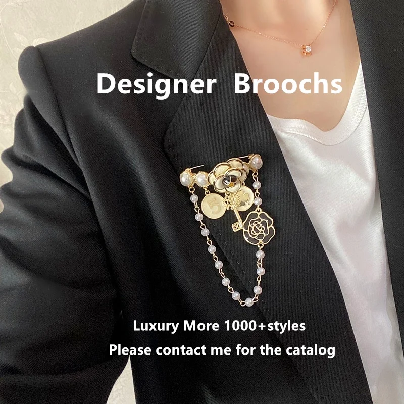 Wholesale Price Women Luxury Rhinestone Number 5 Brooch Famous Brand Inspired Designer DD Brooches and Pins Jewelry
