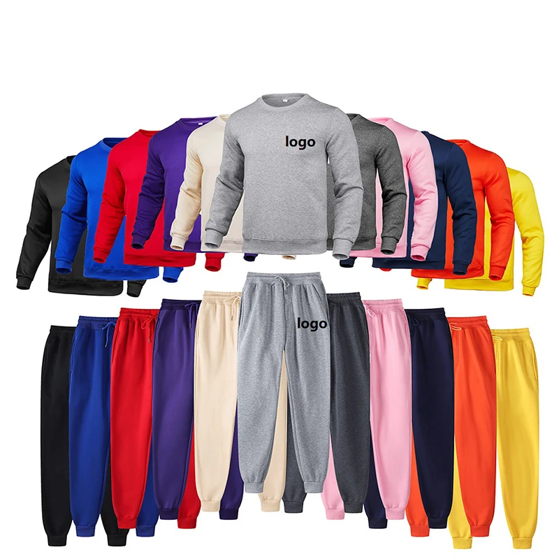 Plain Mens Sweat Suits Custom Tracksuit Logo Two Piece Jogger Sets Fleece Mens Track Suit Sets 1 Piece 100% Polyester Adults