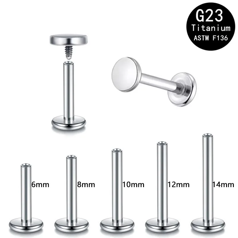 NUORO 16g G23 Titanium Labret Monroe Lip Tragus Cartilage Earring Ring Stud Piercing Jewelry 6mm 8mm 10mm 12mm