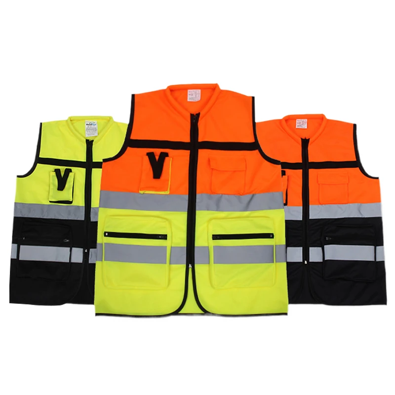 Security construction traffic jacket  reflective  outdoor mountaineering riding safety multi-pocket reflective vest
