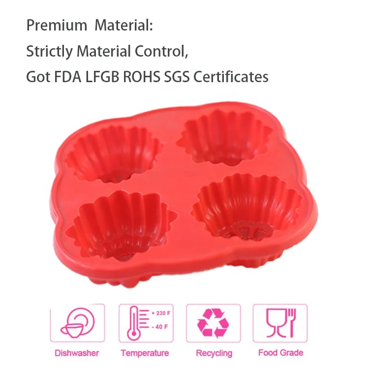 4 Cavity 3D Flower Shape Chocolate Candy Molds Silicone Molds For Baking DIY Ctrafts Jello