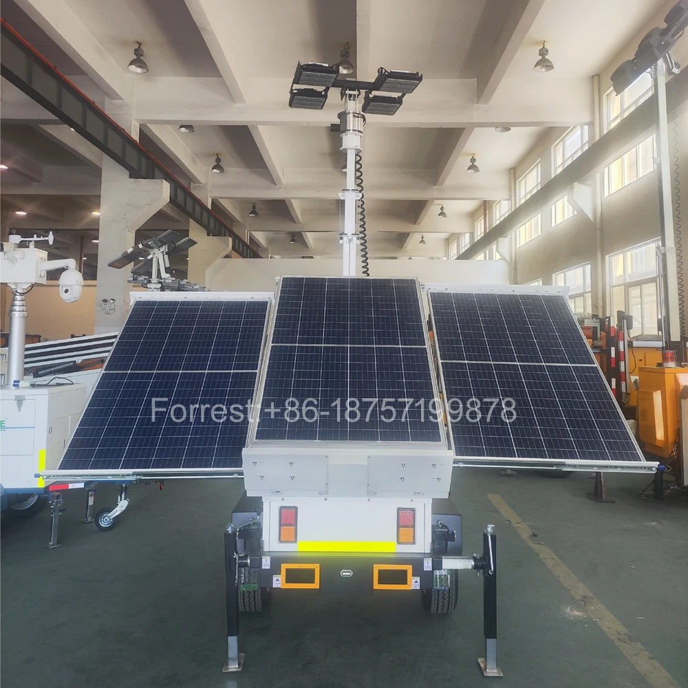 OEM Customized High Power 360 degree Rotation Electric Mast Solar Trailer Mobile Led Light Tower