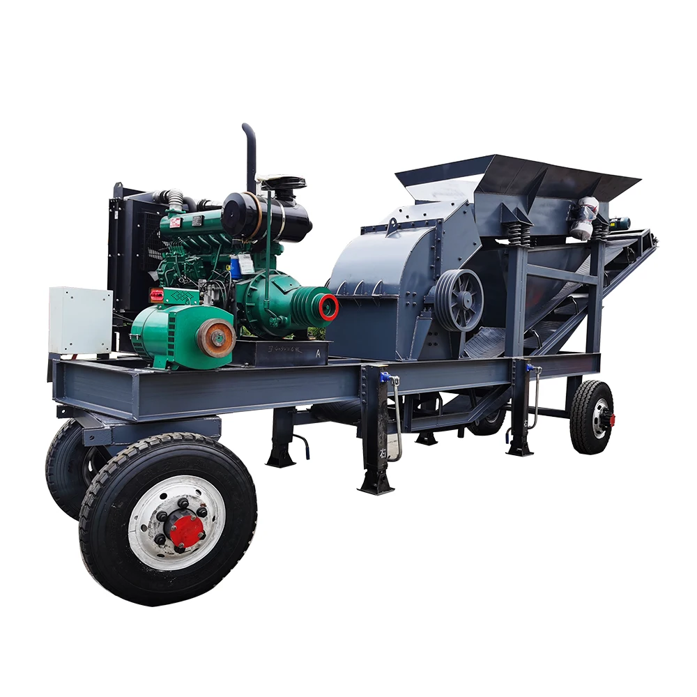 600*600 model hammer crusher mobile production line exported to Saudi Arabia to crush  construction waste for building houses