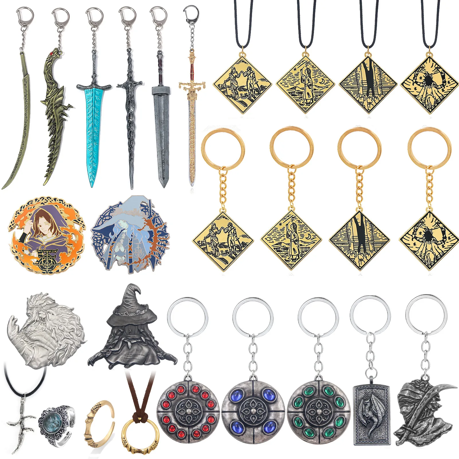 New Style Game Peripheral Dark Moon Greatsword Elden Ring Metal Weapon Sword Keychain