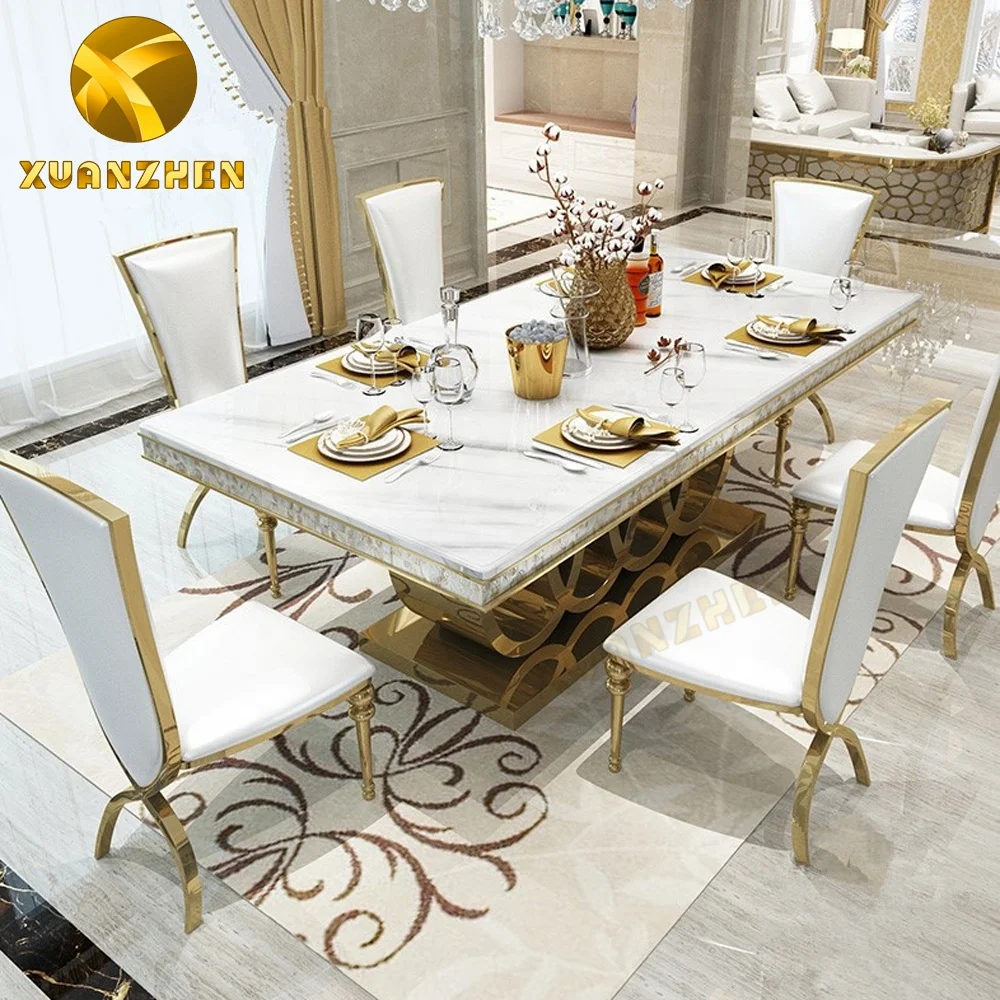 Home Furniture Modern Dining Room Set Marble Table With 6 Chairs Made in Foshan
