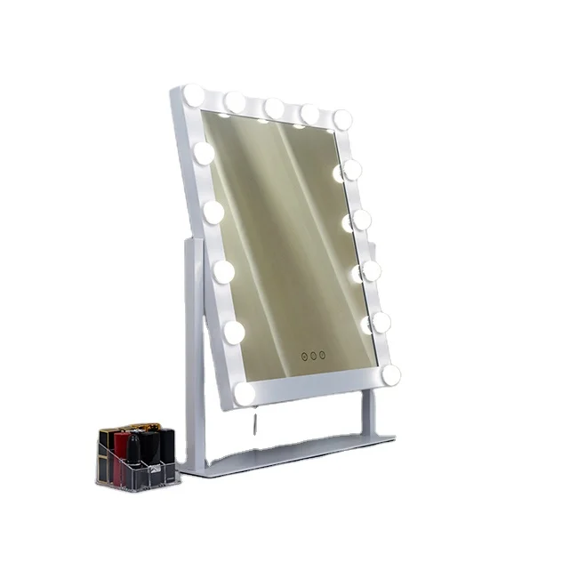 Portable 16Pcs Led Mirror For Make-Up 180 Swivel Custom Led Mirrors Make Up Touch Switch Led Hollywood Mirror Tabletop