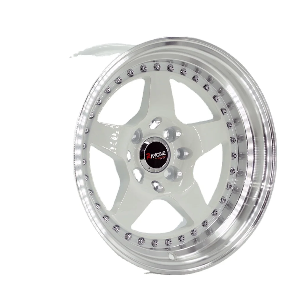DM903 Wholesale factory price black 4X100 4X114.3 15 inch white 5 spoke alloy car wheels