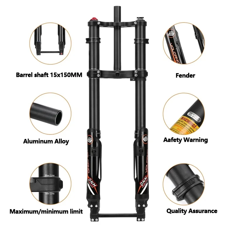 DNM Fork USD-8N USD-8 FAT MTB Front Fork For Snowy Bike Double Shoulder Bike Beach Bike Oil Spring Disc Brake Fork USD-8C 1PCS