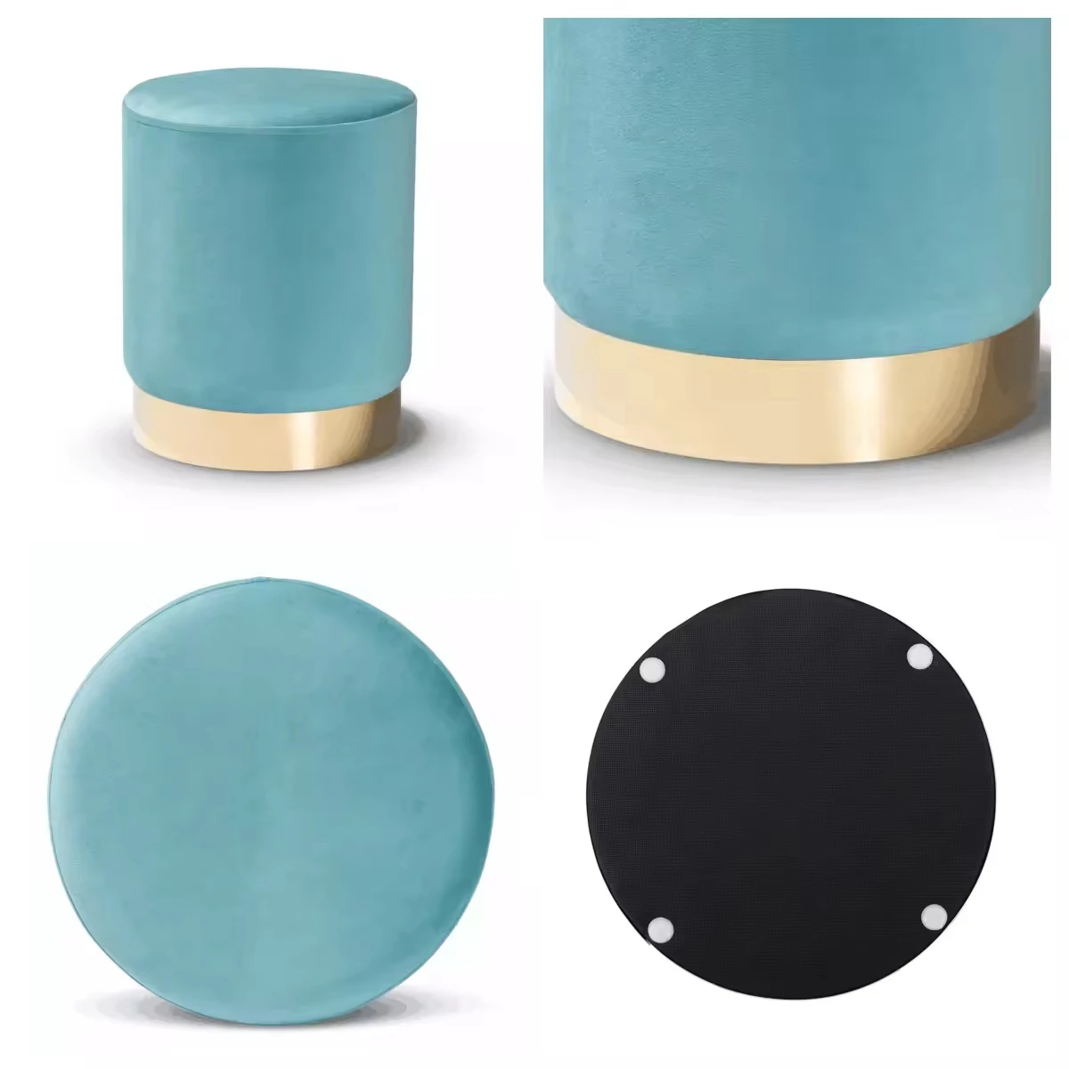 red green yellow velvet round seating metal legs footrest stool for living room stools and footstools storage