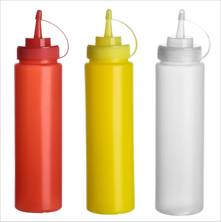 Food Grade Empty HDPE Plastic Sauce Squeeze Bottle with twist off cap