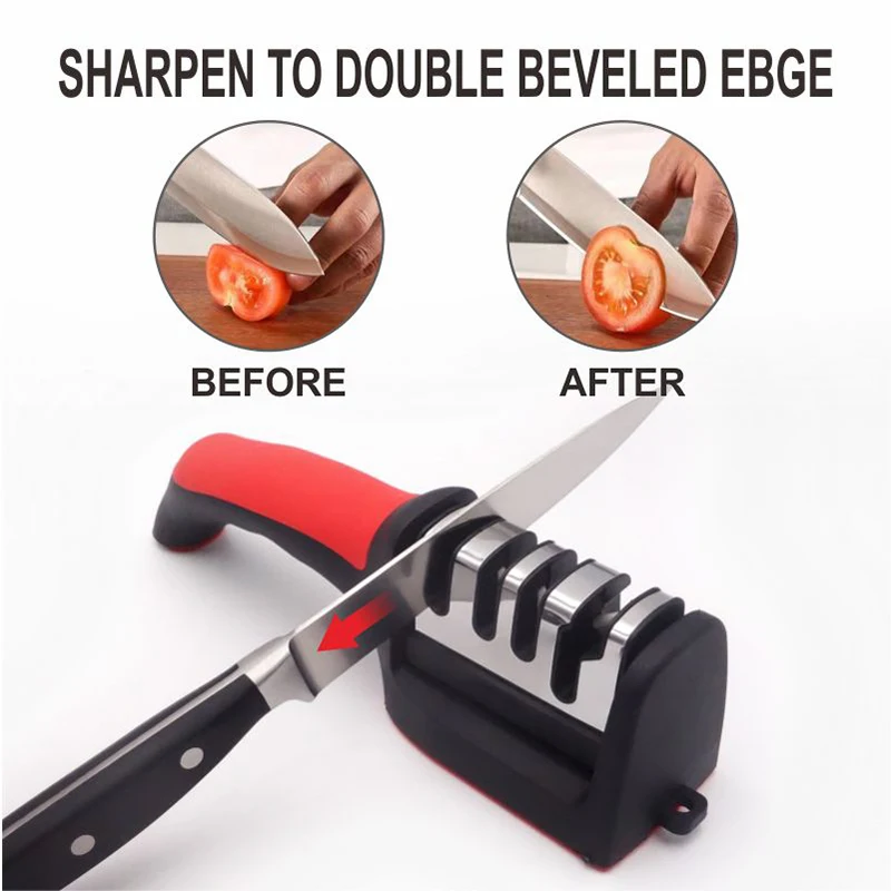 Kitchen Accessories Manual PP Nonslip Handle 4 Stage Rolling Tungsten Scissor And Knife Sharpener Kitchen Knives Sharpening