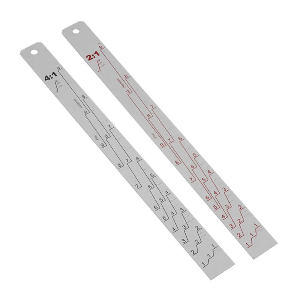 Long Time Service Car Paint Measuring Scale Mixing Ruler Aluminum Measuring Paint Ratio Ruler 2-1/4-1