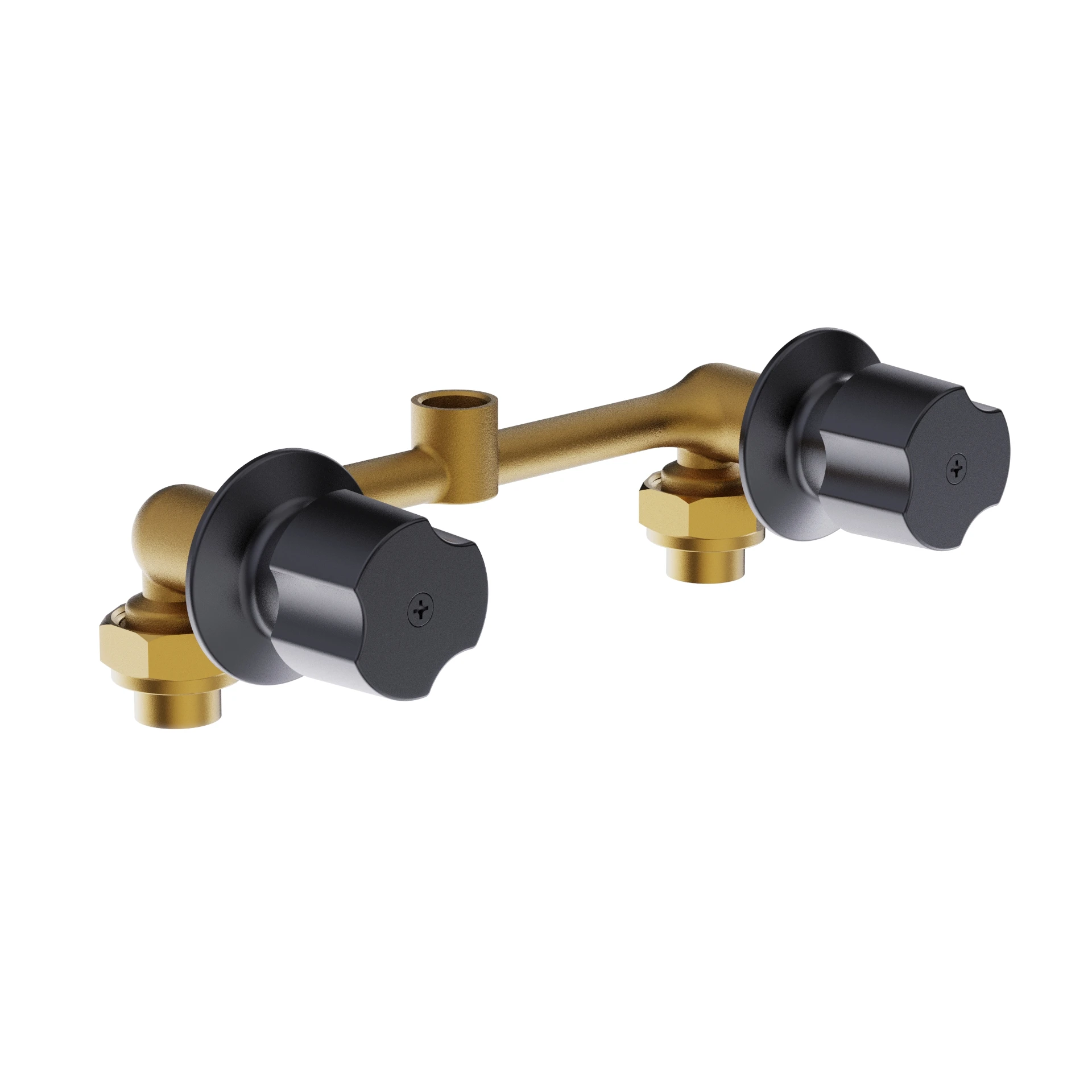 Wall-Mounted Bathroom Faucet With Double Handle Brass Brushed Nickel Knob Control Valve