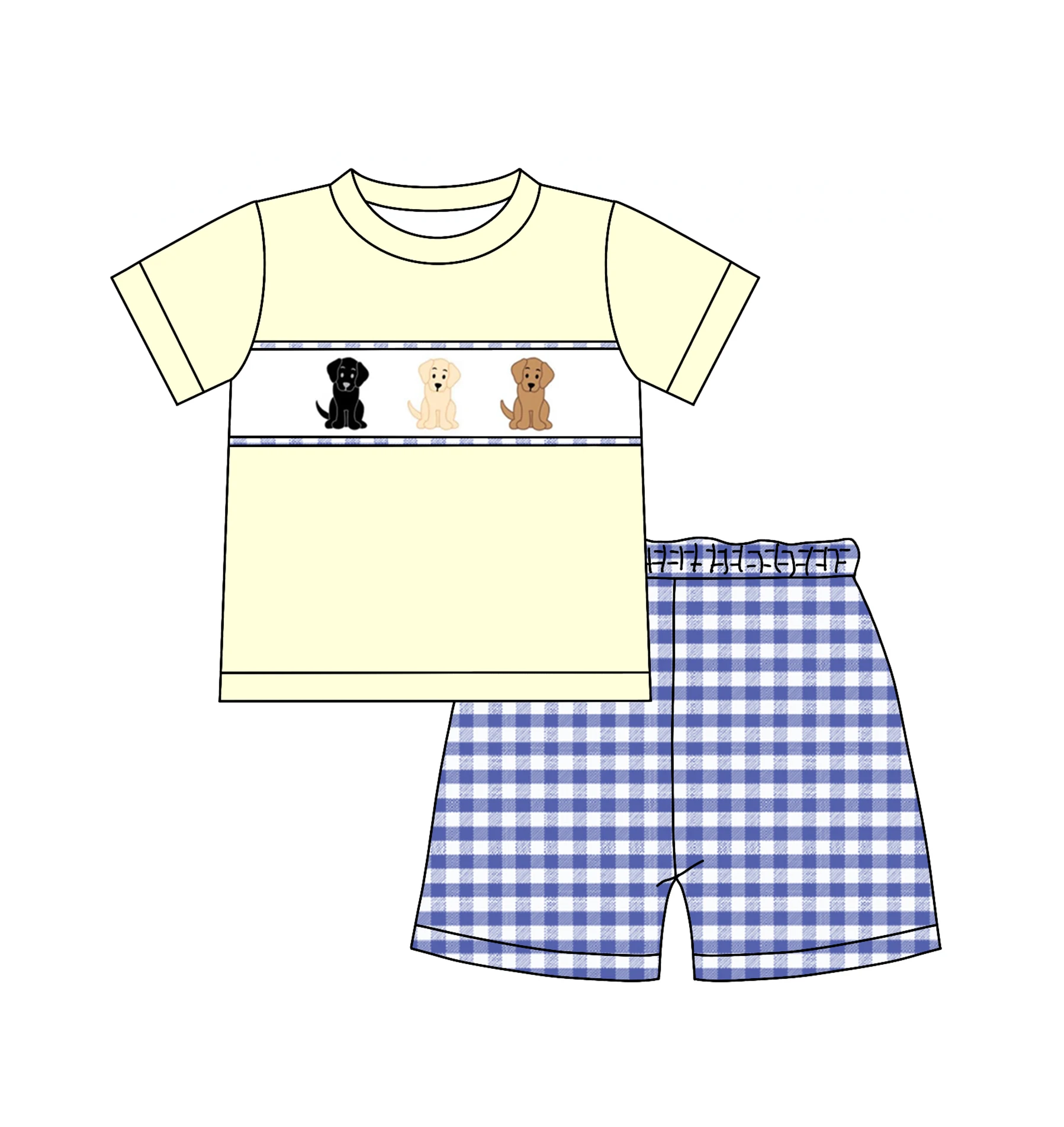 Wholesale Baby Boys Boutique Clothing High Quality Embroidery  Dog Summer Boys Shorts Outfit