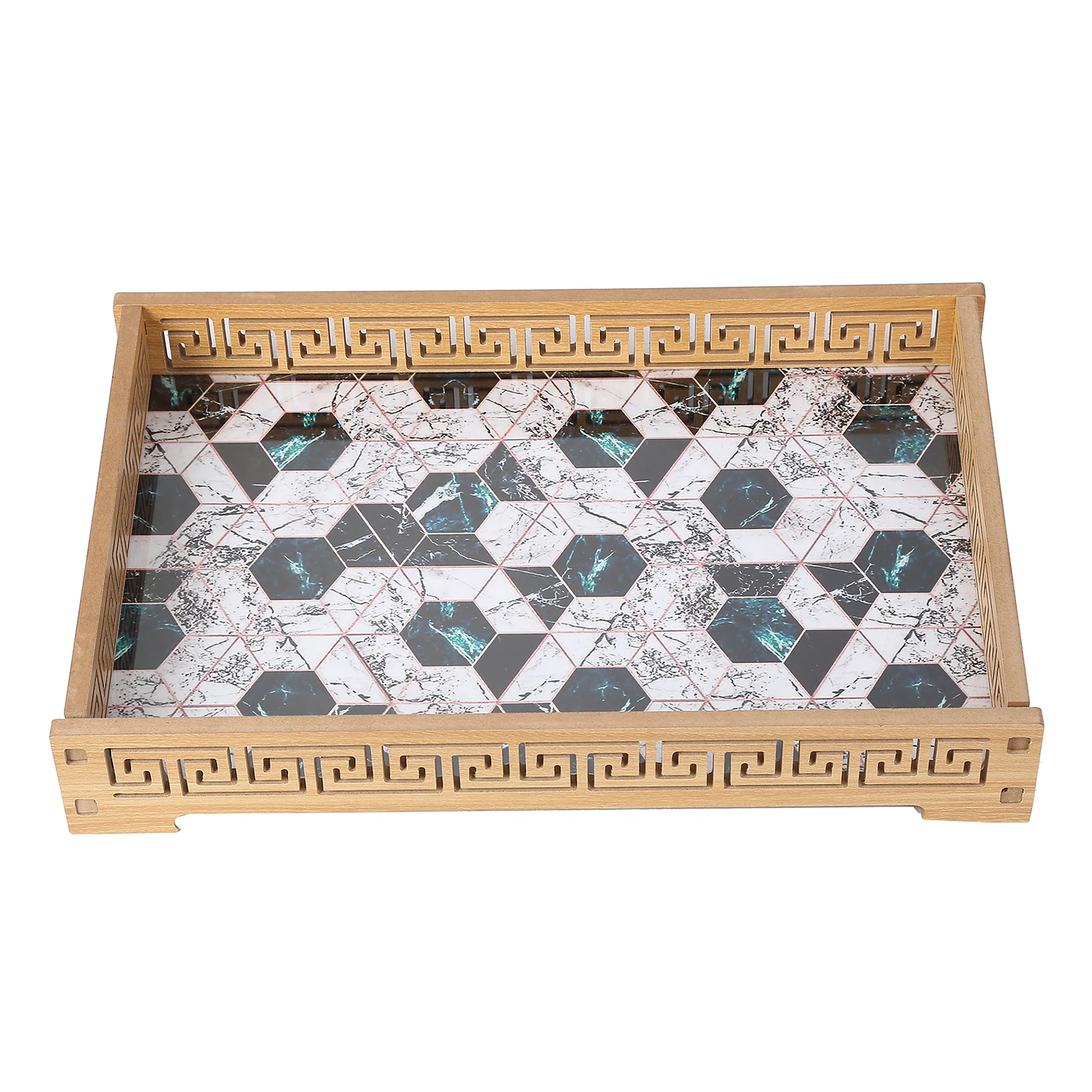 
Wholesales Hollowed-out Carved Food Tray For Hotel Restaurant Home Serving Tray With Handle 