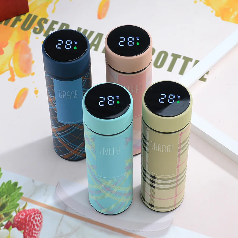18/8 stainless steel led temperature display sports vacuum flask with tea infuser wholesale