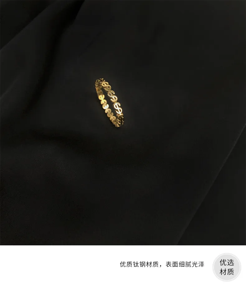 Fashion Dollar Sign Stainless Steel Ring Women Fashion 18k Gold Plated Ring