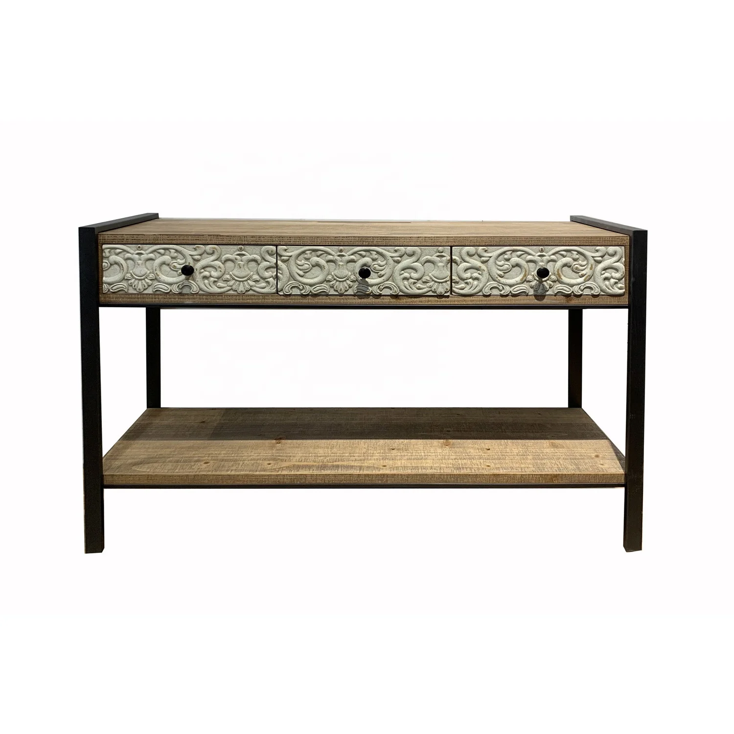 Antique tea table  console table with 3 drawer Metal Frame sofa set OEM manufacture