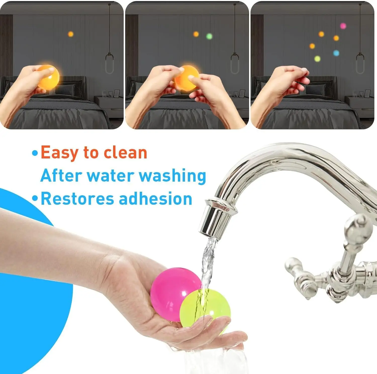TPR Stress Sticky Ceiling Balls Glow in Dark For Kids Glowing Sticky Balls