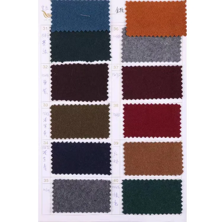 Factory supply wholesale price ready stock solid color woven wool/polyester melton woolen fabric