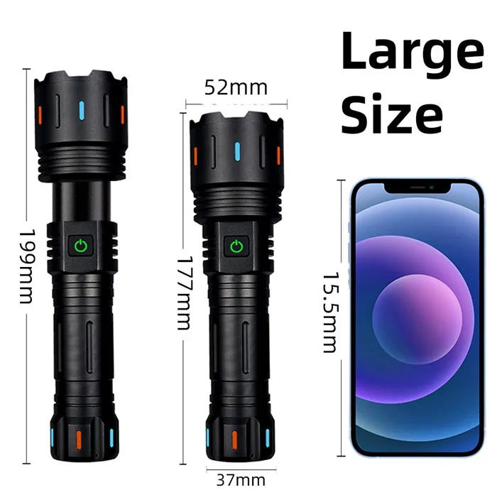 1500 Meter 30W Powerful White Laser Led Flashlight USB-C Rechargeable Powerful Torch Tactical White Hunting led flashlight