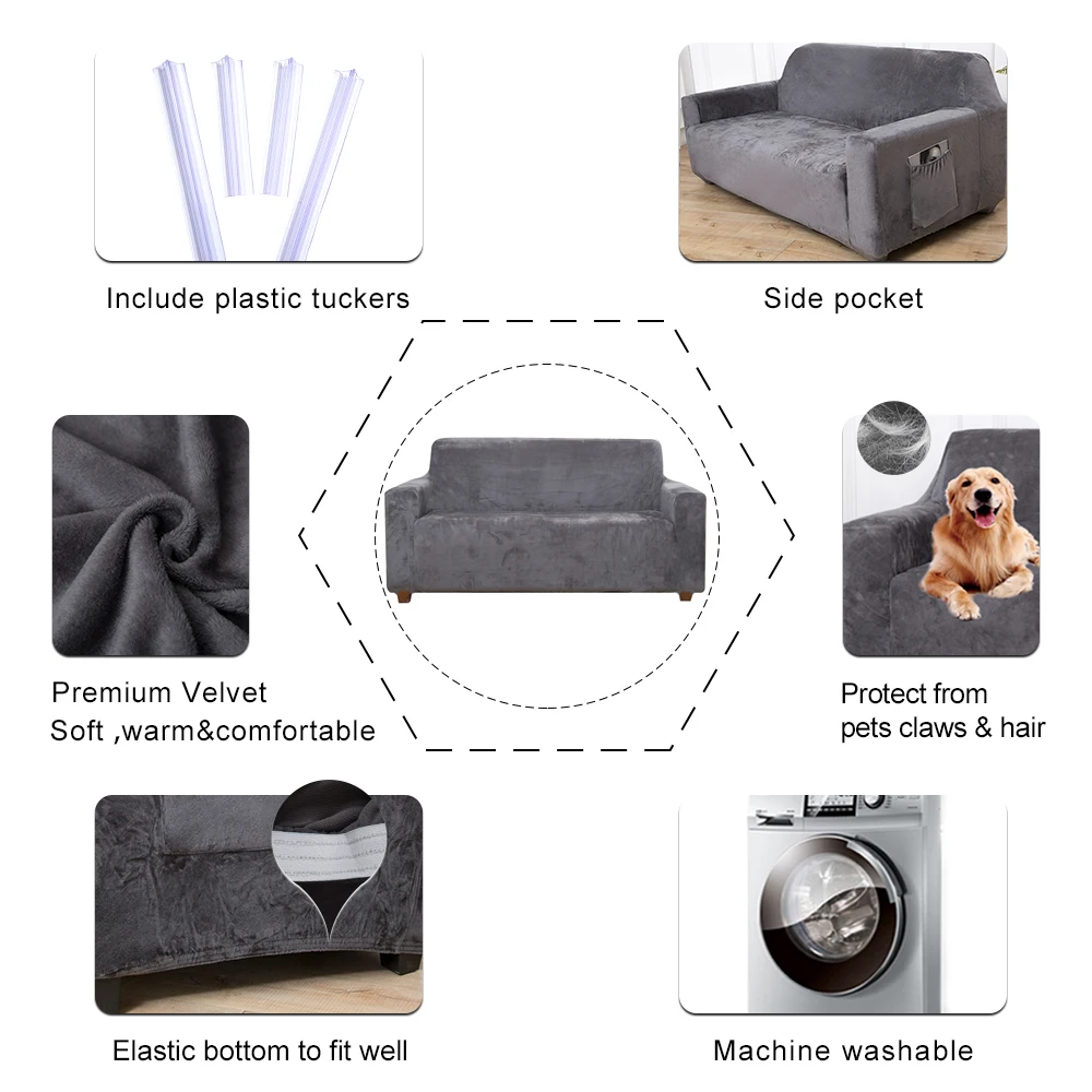 
Wholesale Furniture Protector Pet Dog Double Seat Minky Sofa Cover for Chair Gary 