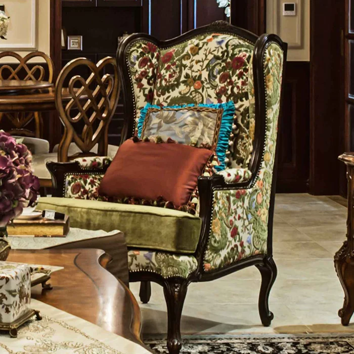 Custom Fabric Leisure Chair Luxury Accent Wood Frame Luxury Living Room Chairs Royal Chairs For Living Room Furniture
