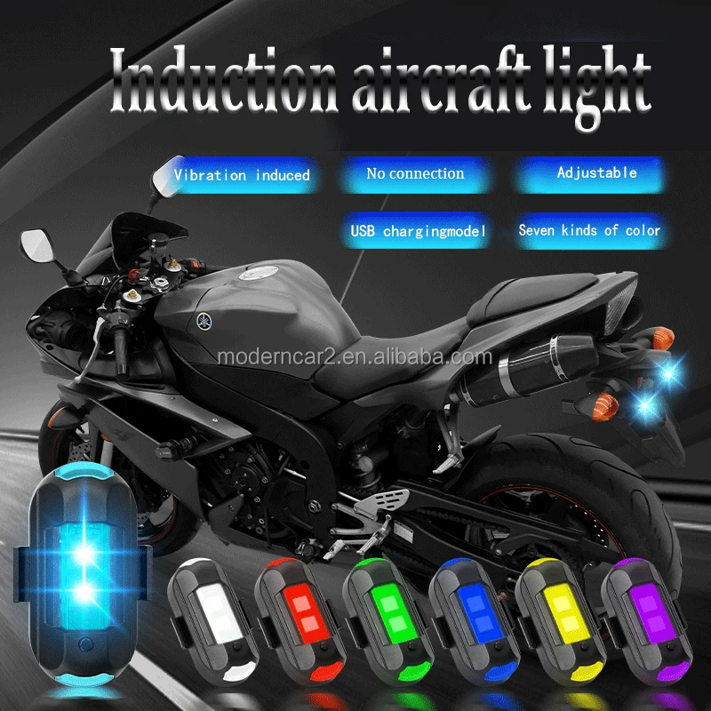 LED Aircraft Strobe Lights Wireless Flashing Navigation Lights 7 Colors USB Charging Light for Locomotive Motorcycle UAV