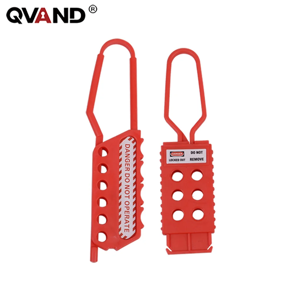 Industrial  Dia.6mm Nylon Plastic Snap Red Lockout Hasp 6 Holes Padlocks Isolation Multi Hasp